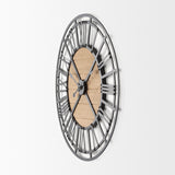 Lewiston 30.1L x 2.0W x 30.1H Black Iron W/Wood Round Wall Clock from Mercana - Luna Furniture