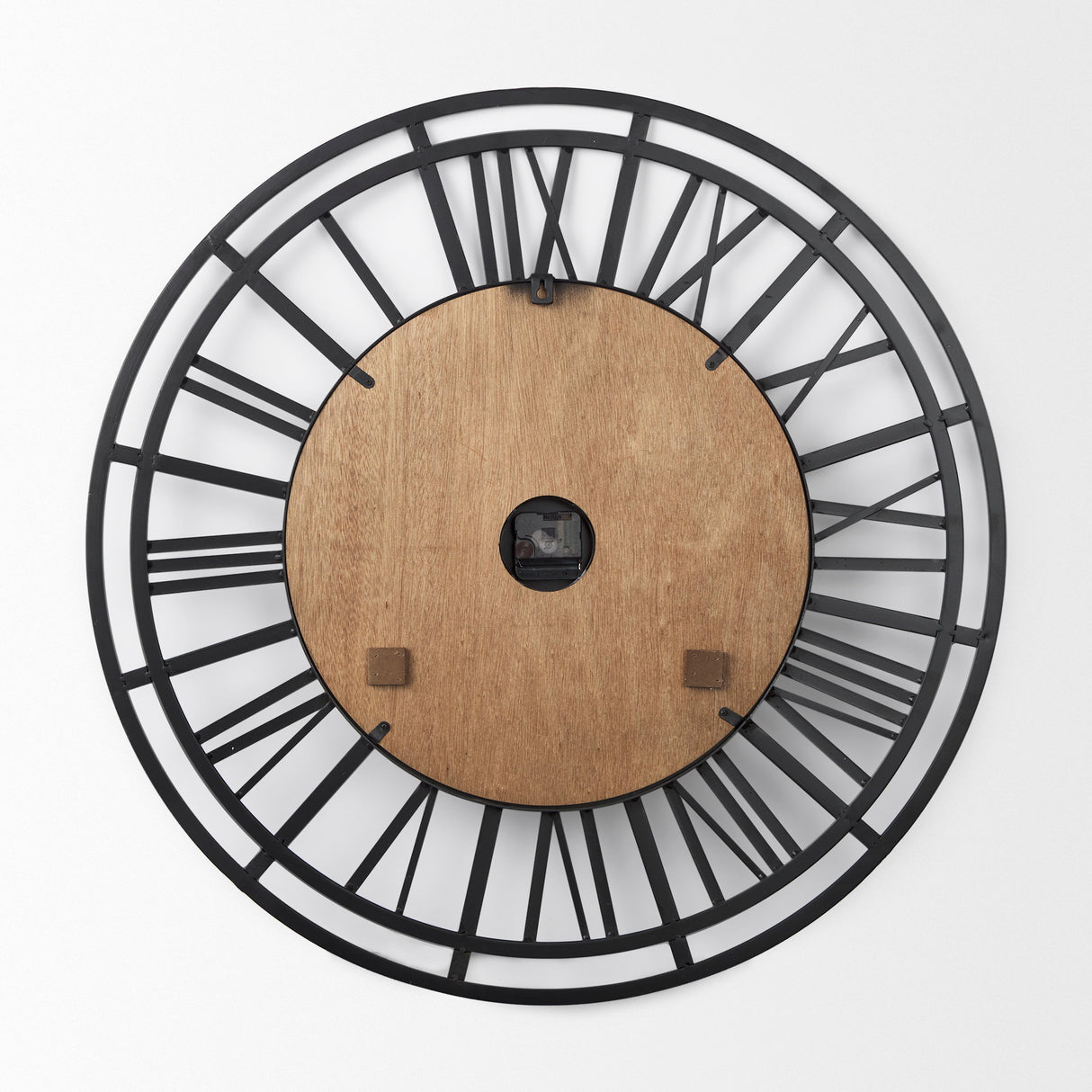 Lewiston 30.1L x 2.0W x 30.1H Black Iron W/Wood Round Wall Clock from Mercana - Luna Furniture