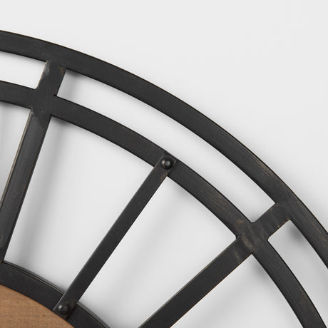 Lewiston 30.1L x 2.0W x 30.1H Black Iron W/Wood Round Wall Clock from Mercana - Luna Furniture