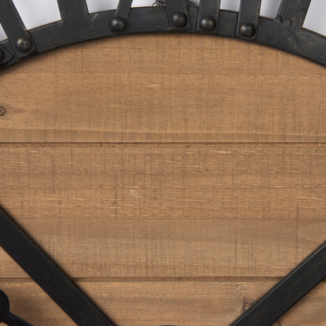 Lewiston 30.1L x 2.0W x 30.1H Black Iron W/Wood Round Wall Clock from Mercana - Luna Furniture
