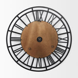 Lewiston 42.1L x 2.6W x 42.1H Black Iron W/Wood Round Wall Clock from Mercana - Luna Furniture