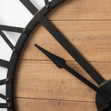 Lewiston 42.1L x 2.6W x 42.1H Black Iron W/Wood Round Wall Clock from Mercana - Luna Furniture