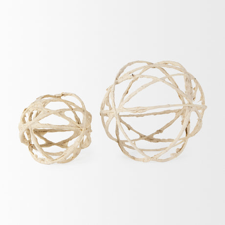 Kali 4.5L x 4.5W x 4.5H Small Beige Decorative Metal and Paper Object from Mercana - Luna Furniture