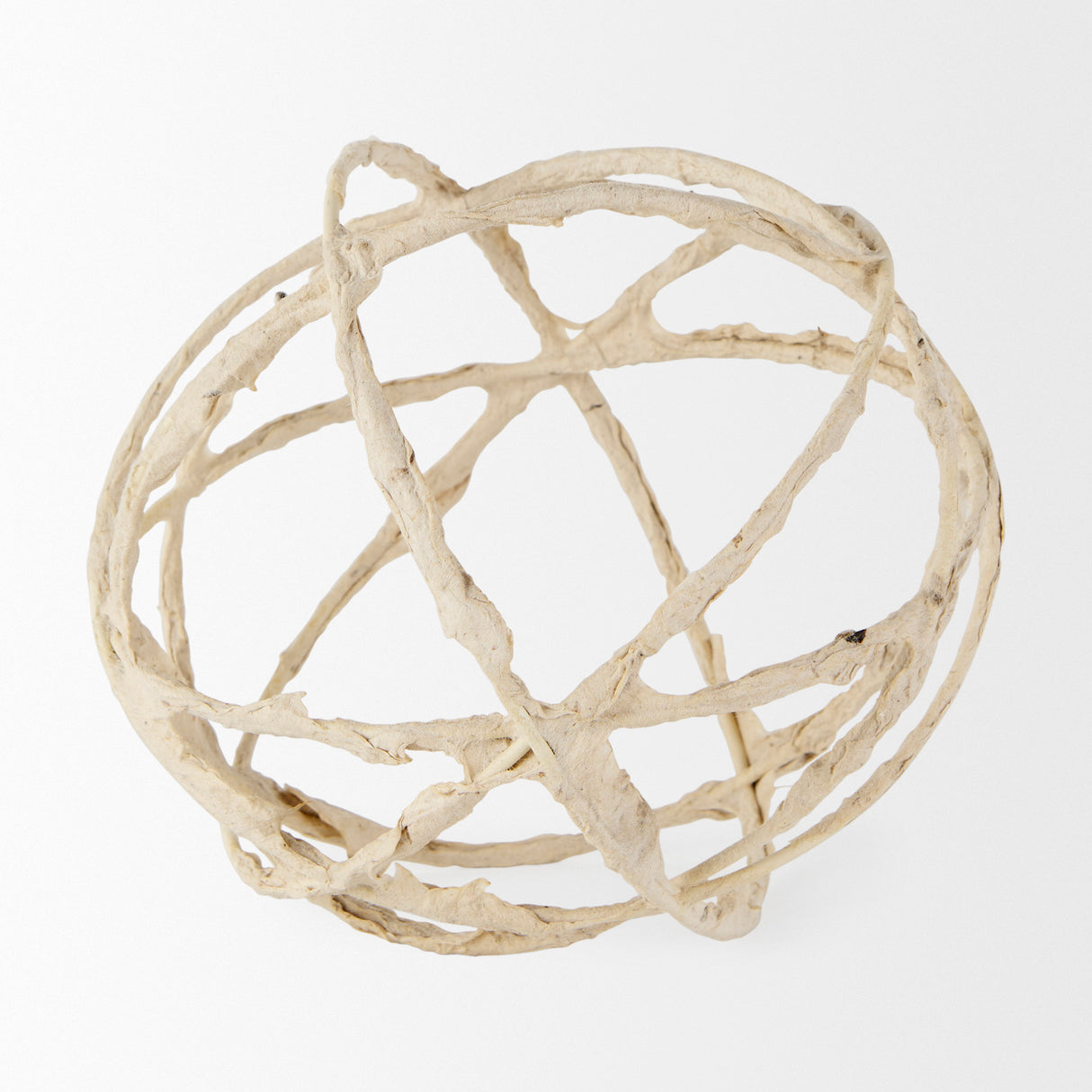 Kali 6.7L x 6.7W x 6.7H Large Beige Decorative Metal and Paper Object from Mercana - Luna Furniture