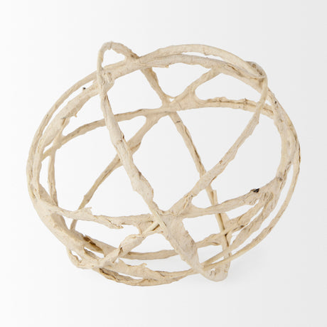 Kali 6.7L x 6.7W x 6.7H Large Beige Decorative Metal and Paper Object from Mercana - Luna Furniture
