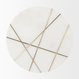 Vivienne 18.0L x 18.0W x 23.0H White Marble W/Antique Gold Metal Round Large Accent Table from Mercana - Luna Furniture