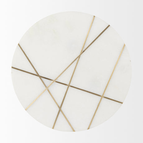Vivienne 18.0L x 18.0W x 23.0H White Marble W/Antique Gold Metal Round Large Accent Table from Mercana - Luna Furniture
