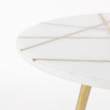 Vivienne 18.0L x 18.0W x 23.0H White Marble W/Antique Gold Metal Round Large Accent Table from Mercana - Luna Furniture