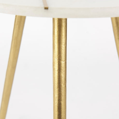 Vivienne 18.0L x 18.0W x 23.0H White Marble W/Antique Gold Metal Round Large Accent Table from Mercana - Luna Furniture