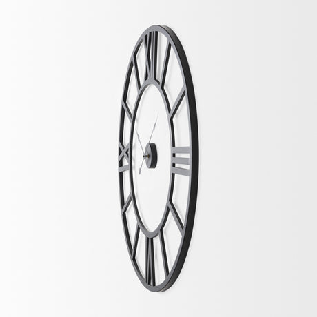 Stoke 42" Round Black Iron Wall Clock from Mercana - Luna Furniture