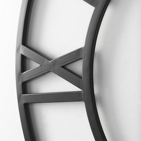 Stoke 42" Round Black Iron Wall Clock from Mercana - Luna Furniture