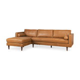 Svend 111.4L x 68.0W x 33.9H Tan Leather Left Chaise Sectional Sofa from Mercana - Luna Furniture