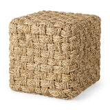 Adele 17.7L x 17.7W x 17.7H Medium Brown Seagrass Woven Square Pouf from Mercana - Luna Furniture