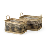 Nia (Set of 2) Light Brown Seagrass Rectangular Basket with Handles from Mercana - Luna Furniture