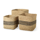 Cullen 15.7L x 15.7W x 15.7H (Set of 3) Grey Twisted Seagrass Square Basket from Mercana - Luna Furniture