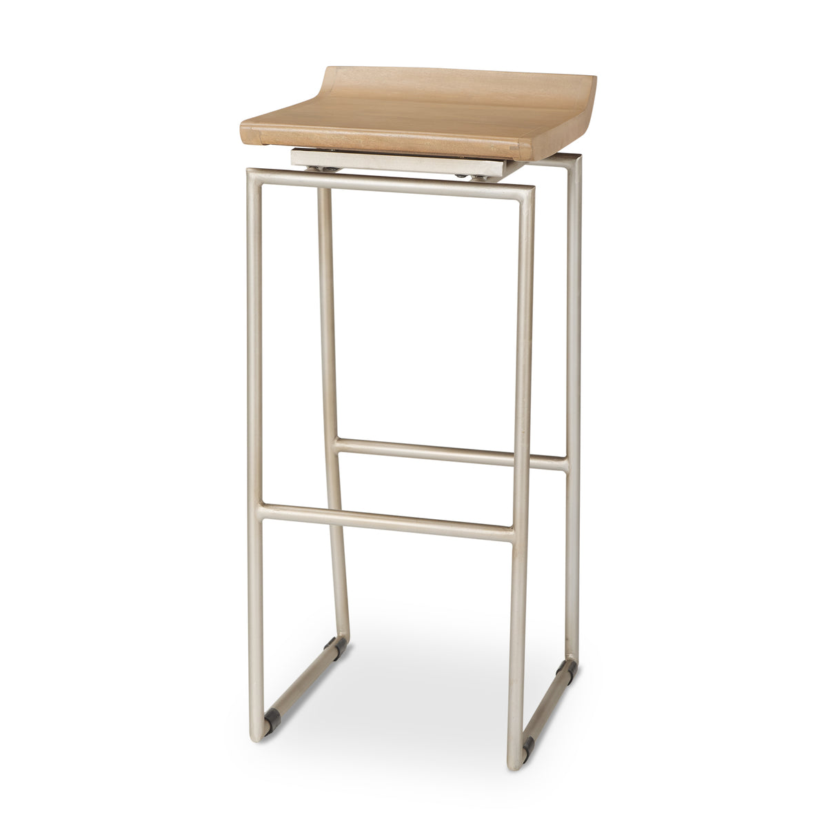 Givens 31.8"H Seat Height Brown Wood W/Silver Metal Frame Barstool from Mercana - Luna Furniture