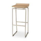 Givens 31.8"H Seat Height Brown Wood W/Silver Metal Frame Barstool from Mercana - Luna Furniture