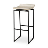 Givens 31.8"H Seat Height Natural Wood W/Black Metal Frame Bar Stool from Mercana - Luna Furniture