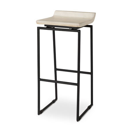 Givens 31.8"H Seat Height Natural Wood W/Black Metal Frame Bar Stool from Mercana - Luna Furniture