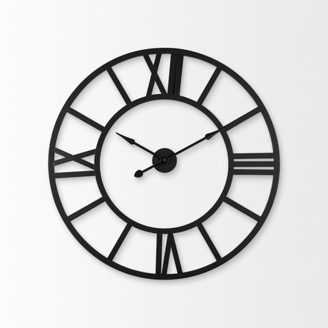 Stoke 30" Round Black Iron Wall Clock from Mercana - Luna Furniture