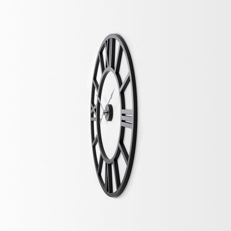Stoke 30" Round Black Iron Wall Clock from Mercana - Luna Furniture