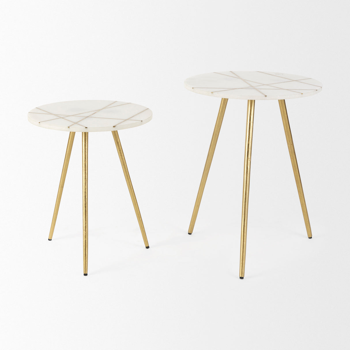 Vivienne 18.0L x 18.0W x 23.0H White Marble W/Antique Gold Metal Round Large Accent Table from Mercana - Luna Furniture
