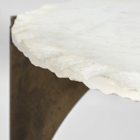 Reinhold II 21L x 21W x 21H Round Live-Edge Marble Top and Gold Metal Base Side/End Table from Mercana - Luna Furniture