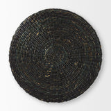 Dina 75L x 75W x 45H Black Cornhusk and Water Hyacinth Round Coffee Table Pouf from Mercana - Luna Furniture