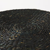 Dina 75L x 75W x 45H Black Cornhusk and Water Hyacinth Round Coffee Table Pouf from Mercana - Luna Furniture