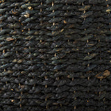 Dina 75L x 75W x 45H Black Cornhusk and Water Hyacinth Round Coffee Table Pouf from Mercana - Luna Furniture
