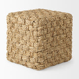 Adele 17.7L x 17.7W x 17.7H Medium Brown Seagrass Woven Square Pouf from Mercana - Luna Furniture