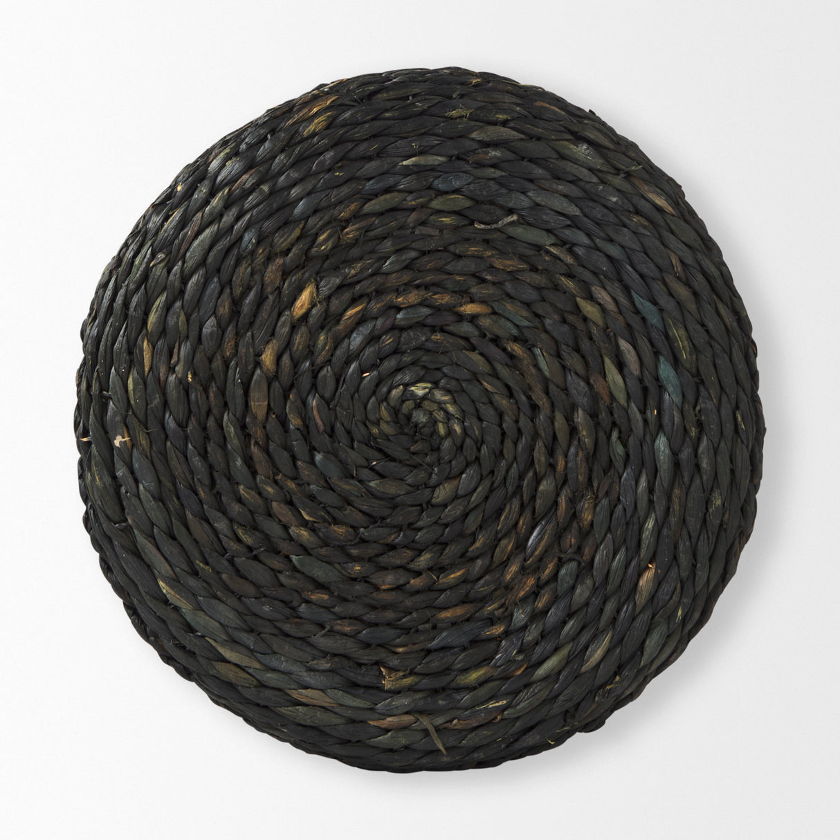 Dina 17.7L x 17.7W x 17.7H Black Cornhusk and Water Hyacinth Round Pouf from Mercana - Luna Furniture