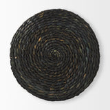 Dina 17.7L x 17.7W x 17.7H Black Cornhusk and Water Hyacinth Round Pouf from Mercana - Luna Furniture