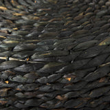 Dina 17.7L x 17.7W x 17.7H Black Cornhusk and Water Hyacinth Round Pouf from Mercana - Luna Furniture