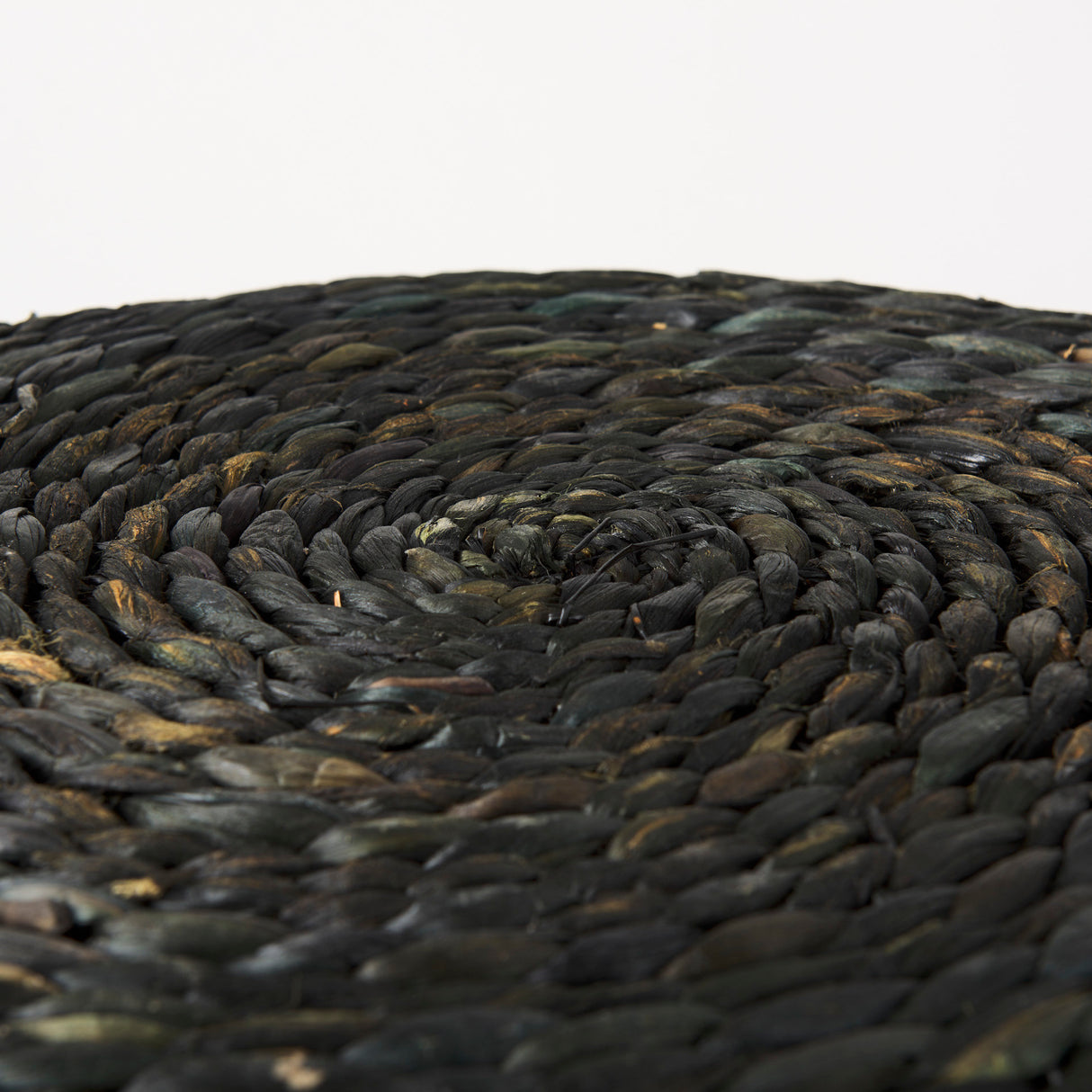 Dina 17.7L x 17.7W x 17.7H Black Cornhusk and Water Hyacinth Round Pouf from Mercana - Luna Furniture