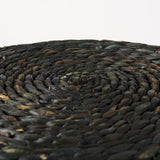 Dina 17.7L x 17.7W x 17.7H Black Cornhusk and Water Hyacinth Round Pouf from Mercana - Luna Furniture