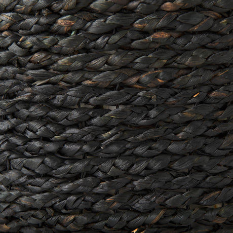 Dina 17.7L x 17.7W x 17.7H Black Cornhusk and Water Hyacinth Round Pouf from Mercana - Luna Furniture