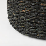 Dina 17.7L x 17.7W x 17.7H Black Cornhusk and Water Hyacinth Round Pouf from Mercana - Luna Furniture