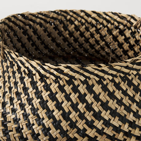 Gaia (Set of 3) Light and Dark Brown Cross Patterend Belly Seagrass Basket from Mercana - Luna Furniture