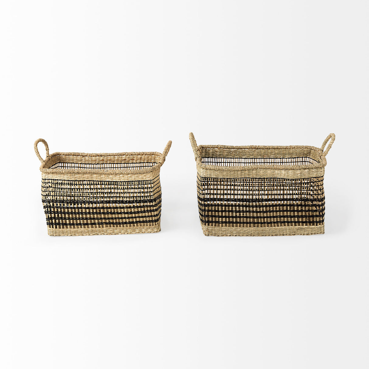 Nia (Set of 2) Light Brown Seagrass Rectangular Basket with Handles from Mercana - Luna Furniture