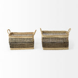 Nia (Set of 2) Light Brown Seagrass Rectangular Basket with Handles from Mercana - Luna Furniture