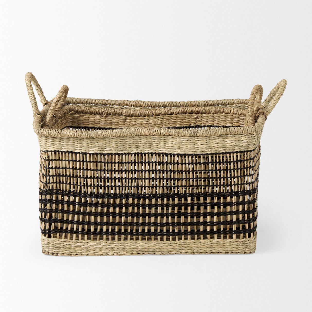 Nia (Set of 2) Light Brown Seagrass Rectangular Basket with Handles from Mercana - Luna Furniture