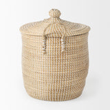 Olivia 15.7L x 15.7W x 17.3H Set of 3 Beige Seagrass Basket W/Lid and Handles from Mercana - Luna Furniture