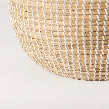 Olivia 15.7L x 15.7W x 17.3H Set of 3 Beige Seagrass Basket W/Lid and Handles from Mercana - Luna Furniture