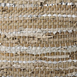 Aadhya 16.0L x 16.0W x 16.0H Taupe/Silver Leather and Cotton Pouf from Mercana - Luna Furniture