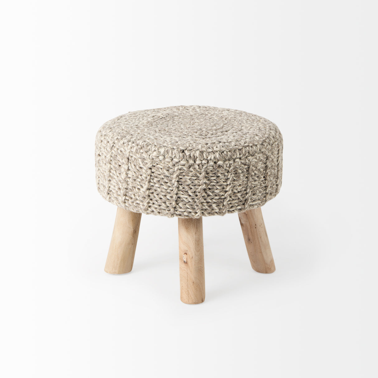 Bina 19.0L x 19.0W x 15.0H Taupe 4 Legged Wool Stool from Mercana - Luna Furniture