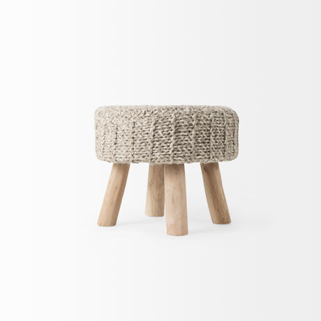 Bina 19.0L x 19.0W x 15.0H Taupe 4 Legged Wool Stool from Mercana - Luna Furniture