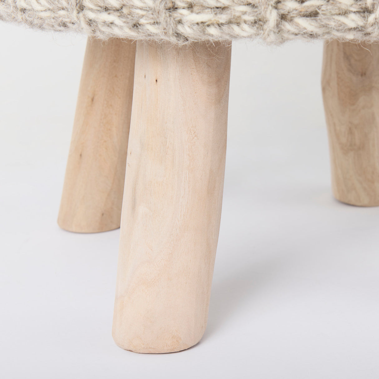 Bina 19.0L x 19.0W x 15.0H Taupe 4 Legged Wool Stool from Mercana - Luna Furniture