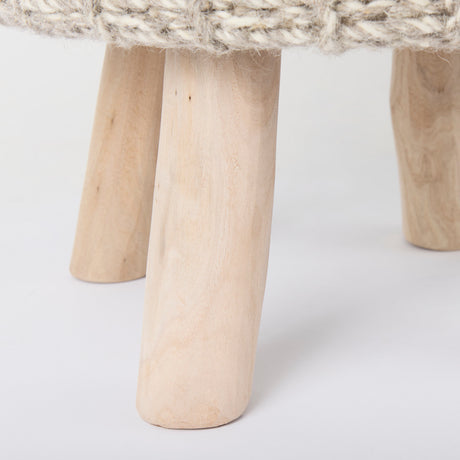 Bina 19.0L x 19.0W x 15.0H Taupe 4 Legged Wool Stool from Mercana - Luna Furniture