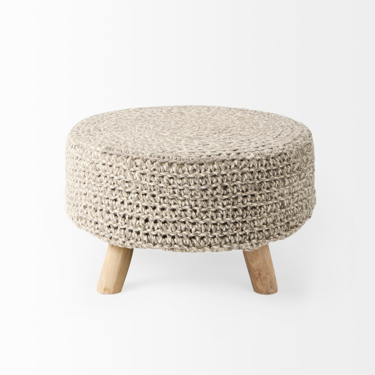 Bina 24.0L x 24.0W x 14.0H Light Gray 4 Legged Wool Stool from Mercana - Luna Furniture
